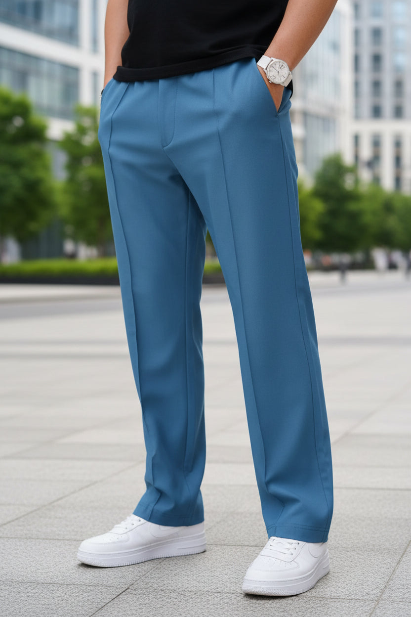 Men's Straight Leg Drawstring Pants — Lightweight Relaxed Fit Casual Trousers