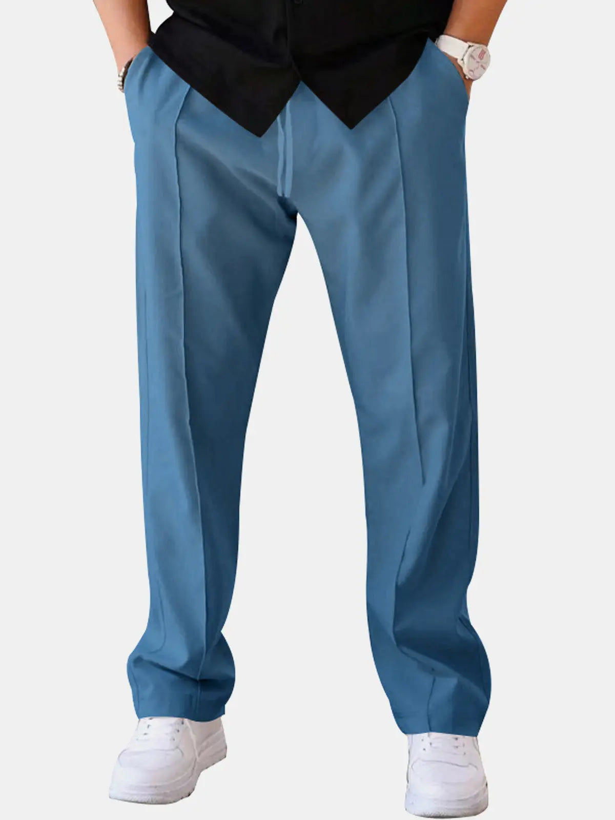 Everyday Essentials | Men's Casual Straight Leg Pants with Drawstring Closure | Comfortable Fit for Versatile Wear
