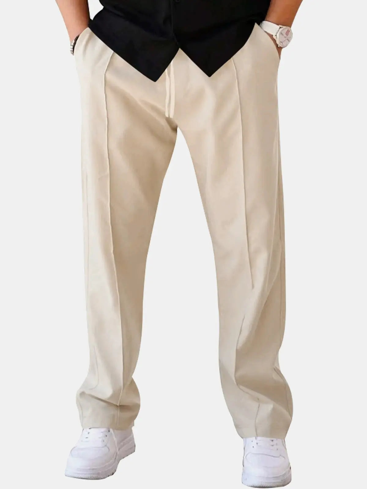 Everyday Essentials | Men's Casual Straight Leg Pants with Drawstring Closure | Comfortable Fit for Versatile Wear