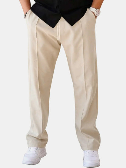 Everyday Essentials | Men's Casual Straight Leg Pants with Drawstring Closure | Comfortable Fit for Versatile Wear