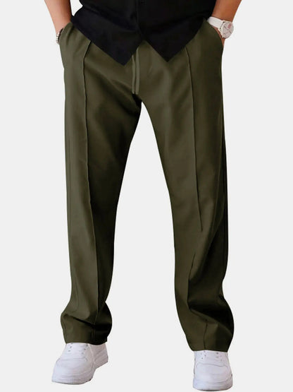 Everyday Essentials | Men's Casual Straight Leg Pants with Drawstring Closure | Comfortable Fit for Versatile Wear
