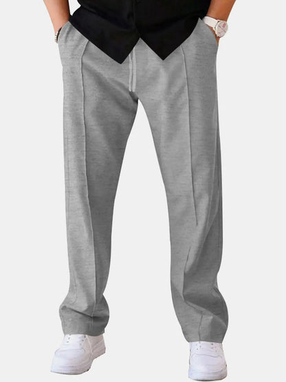 Everyday Essentials | Men's Casual Straight Leg Pants with Drawstring Closure | Comfortable Fit for Versatile Wear
