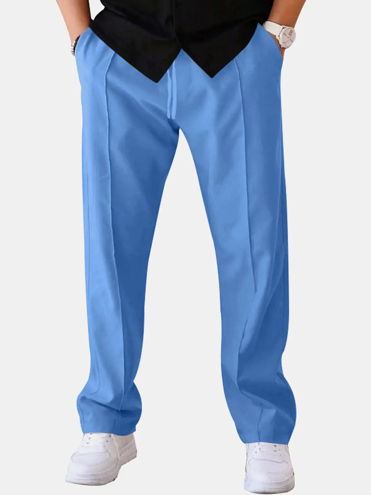 Everyday Essentials | Men's Casual Straight Leg Pants with Drawstring Closure | Comfortable Fit for Versatile Wear