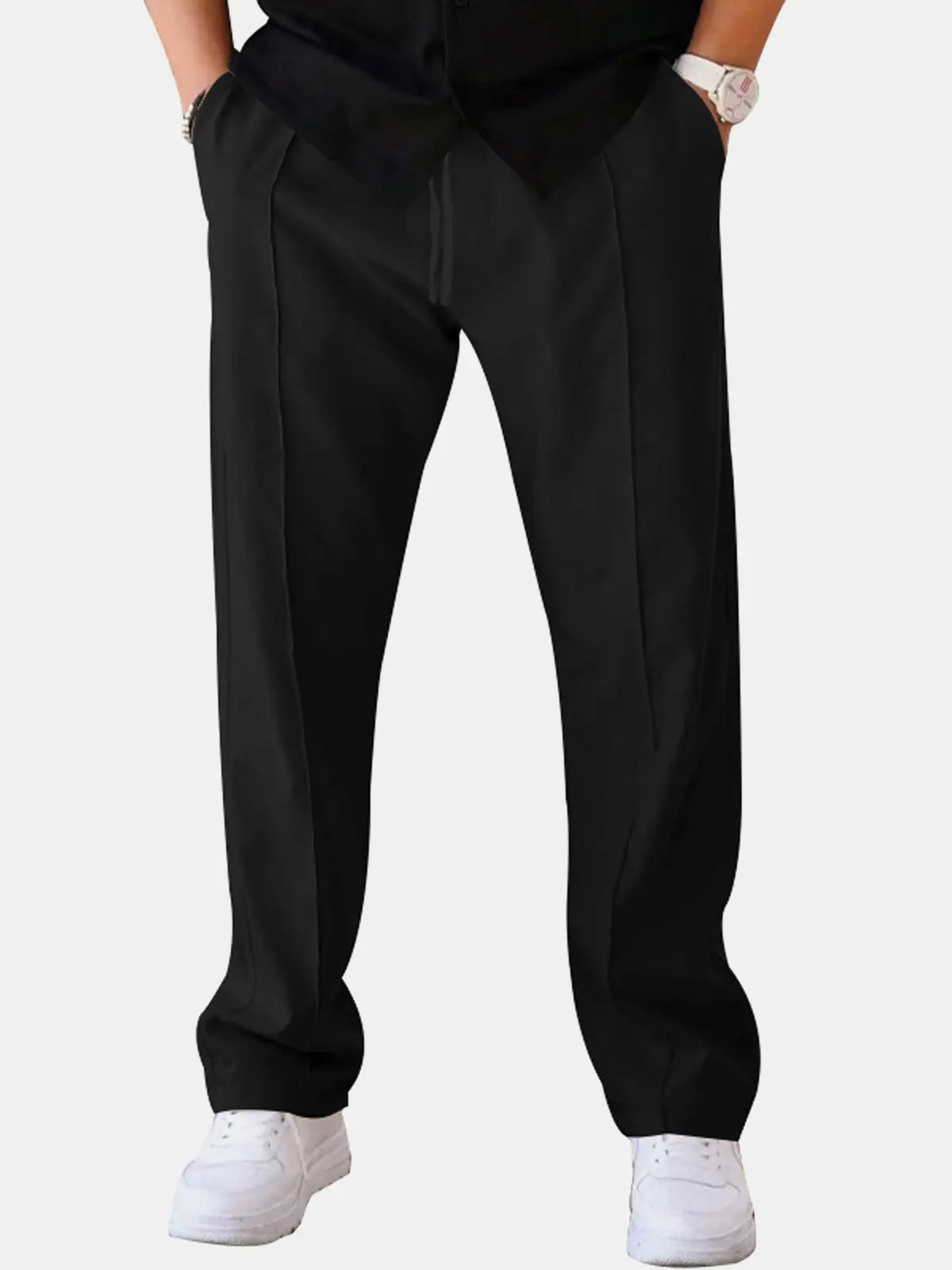 Everyday Essentials | Men's Casual Straight Leg Pants with Drawstring Closure | Comfortable Fit for Versatile Wear