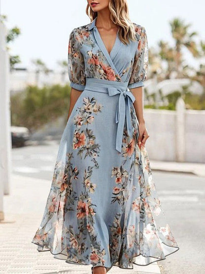 Camille Floral Chiffon Wrap Maxi Dress | Premium Wedding Guest Dress