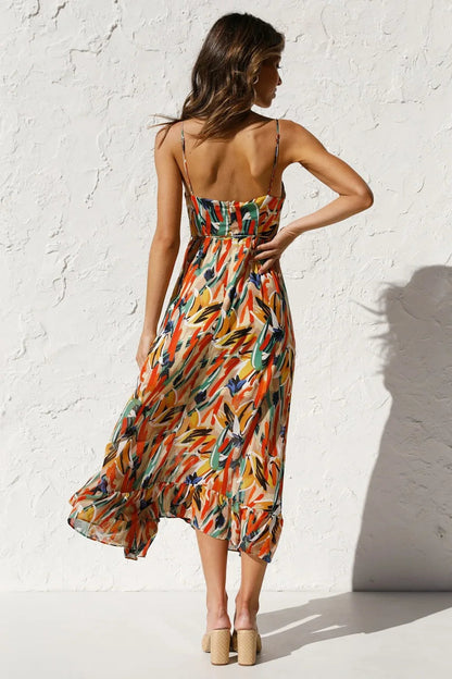 Arabella Floral Spaghetti Strap Midi Dress | Premium Summer Dress