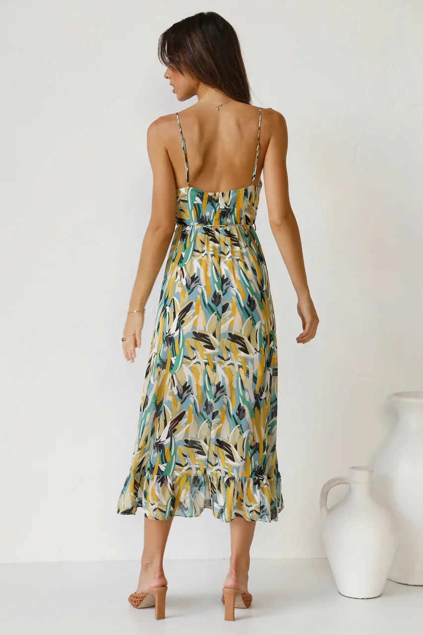 Arabella Floral Spaghetti Strap Midi Dress | Premium Summer Dress