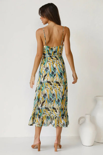 Arabella Floral Spaghetti Strap Midi Dress | Premium Summer Dress