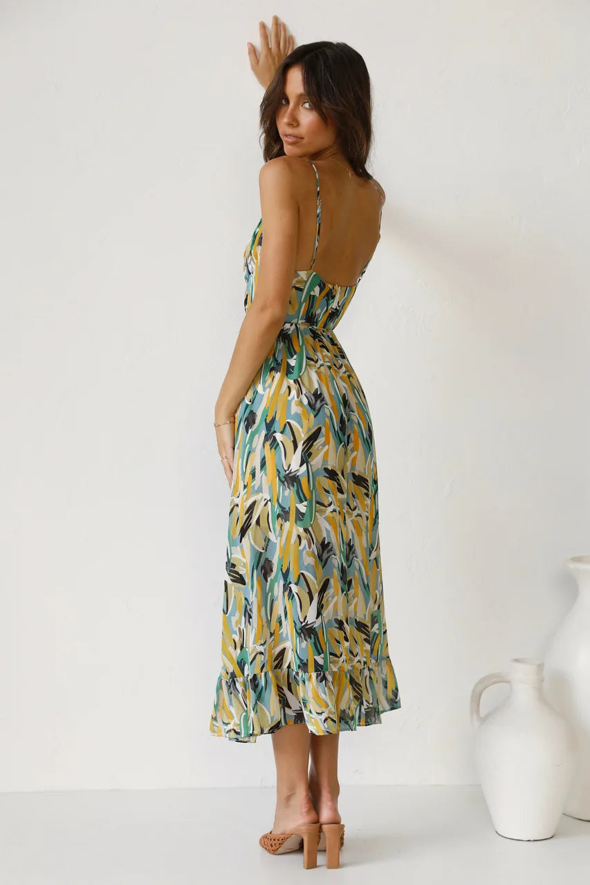 Arabella Floral Spaghetti Strap Midi Dress | Premium Summer Dress