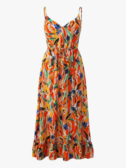 Arabella Floral Spaghetti Strap Midi Dress | Premium Summer Dress