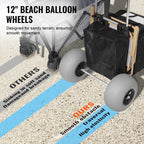 Folding Beach Cart with Balloon Wheels — 165LB Heavy-Duty Sand Cart