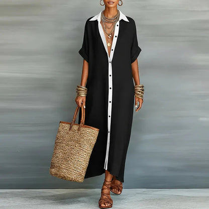 Gemma Collection | Women's Dress - Linen Long Shirt Sundress with Relaxed Fit | Lightweight and Breathable for Effortless Summer Style