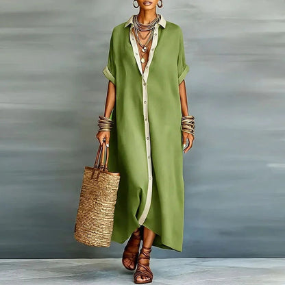 Gemma Collection | Women's Dress - Linen Long Shirt Sundress with Relaxed Fit | Lightweight and Breathable for Effortless Summer Style
