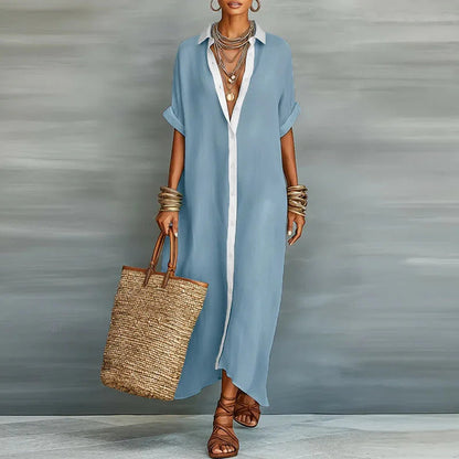Gemma Collection | Women's Dress - Linen Long Shirt Sundress with Relaxed Fit | Lightweight and Breathable for Effortless Summer Style