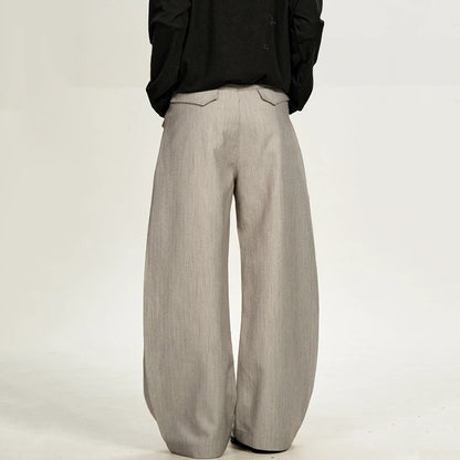 Grey Double Pleat Bootcut Pants for Men – Loose Fit Casual Dress Trousers