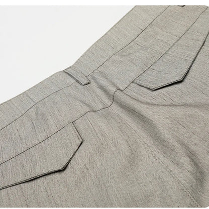 Grey Double Pleat Bootcut Pants for Men – Loose Fit Casual Dress Trousers