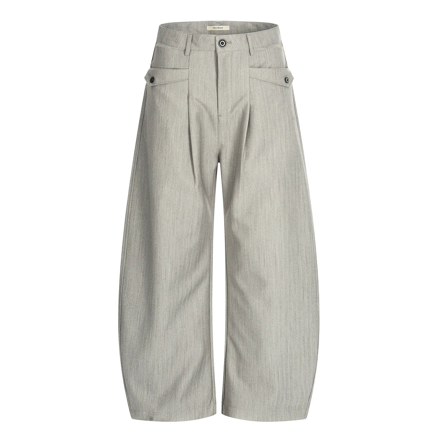 Grey Double Pleat Bootcut Pants for Men – Loose Fit Casual Dress Trousers