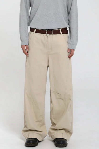 Men's Wide Leg Jeans - Cleanfit Washed Loose Fit Casual Solid Color Streetwear Trousers
