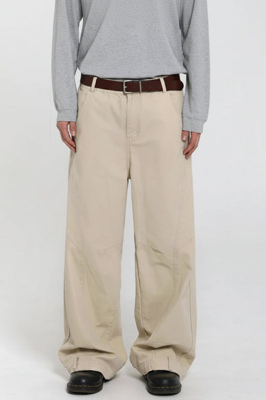 Men's Wide Leg Jeans - Cleanfit Washed Loose Fit Casual Solid Color Streetwear Trousers