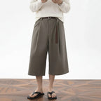 Men's Wide Leg Pleated Shorts Retro Loose Fit Color Block Waist Casual Streetwear Knee Length Culottes