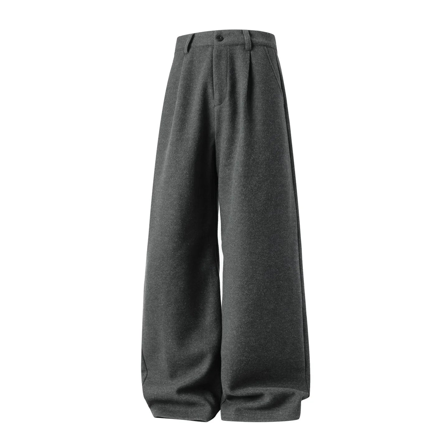 Men's Wide Leg Suit Pants - Heavyweight Solid Color Loose Fit Japanese Style Casual Trousers