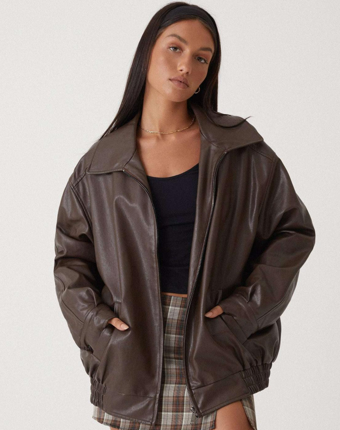 Dakota™ Oversized Faux Leather Bomber Jacket — Boxy Fit