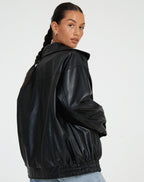 Dakota™ Oversized Faux Leather Bomber Jacket — Boxy Fit