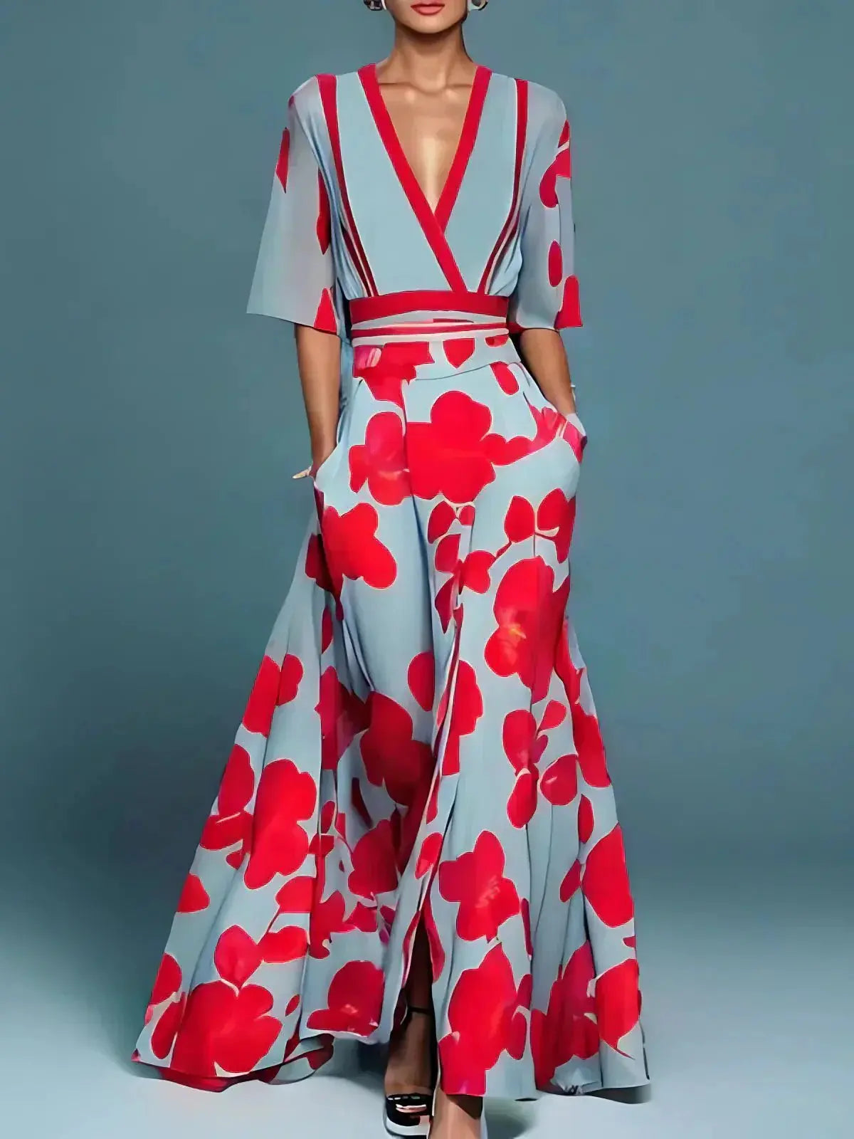 Aurelia Floral Pattern Maxi Dress | Premium Flowing Dress
