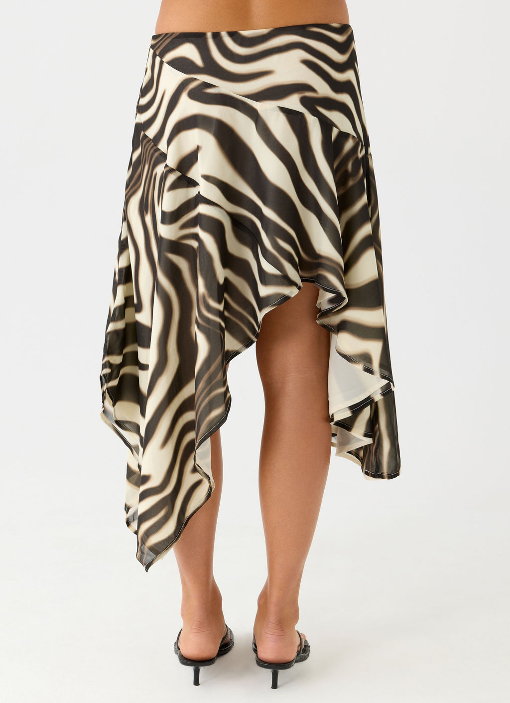 Kia Collection | Low Rise Asymmetrical Midi Skirt with Dramatic Hemline | Chic Style for Effortless Elegance