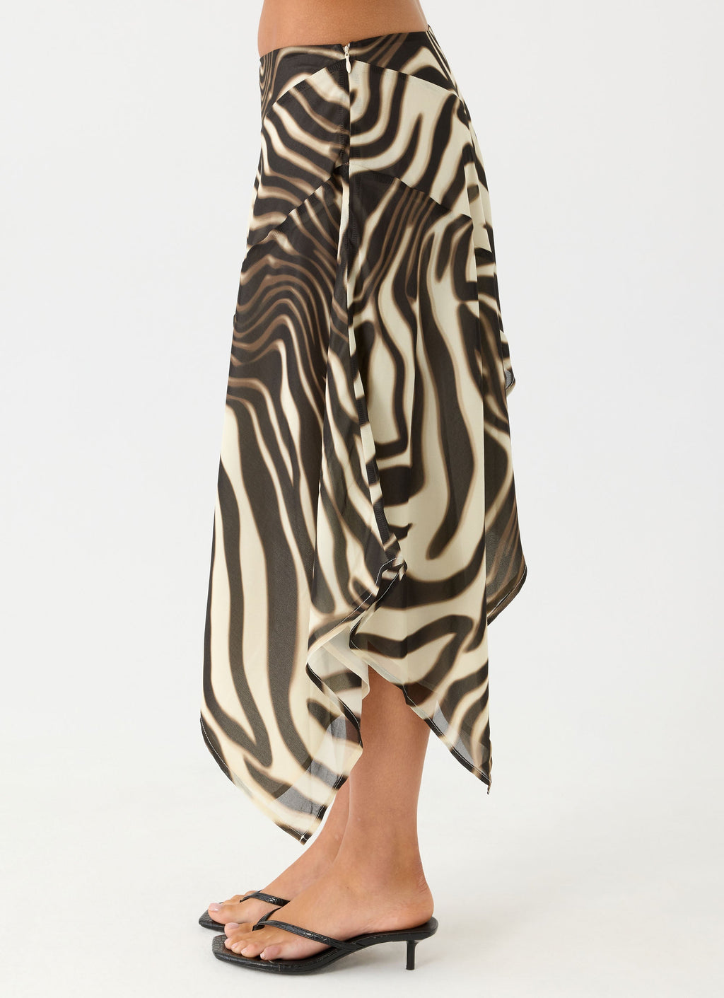 Kia Collection | Low Rise Asymmetrical Midi Skirt with Dramatic Hemline | Chic Style for Effortless Elegance