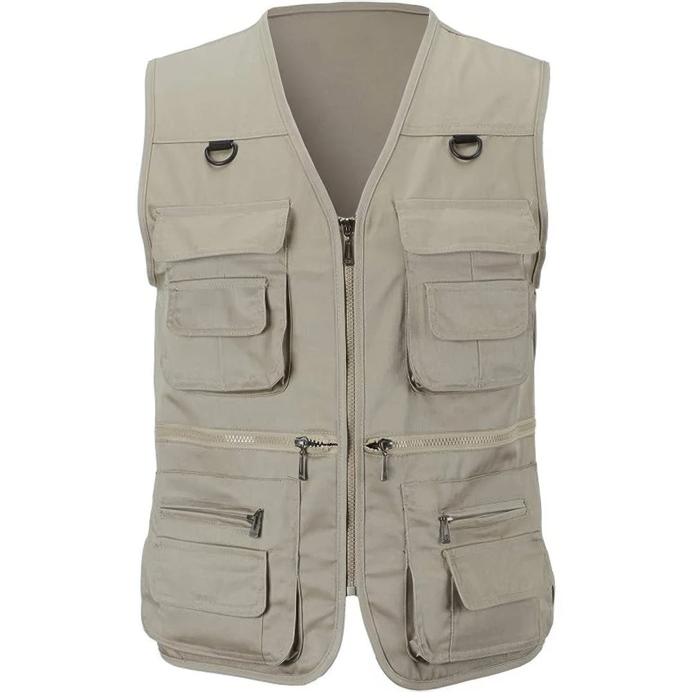 Men's Fishing Vest – Lightweight Multi-Pocket Outdoor Utility Vest with D-Ring Attachments
