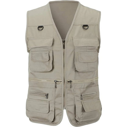 Men's Fishing Vest – Lightweight Multi-Pocket Outdoor Utility Vest with D-Ring Attachments