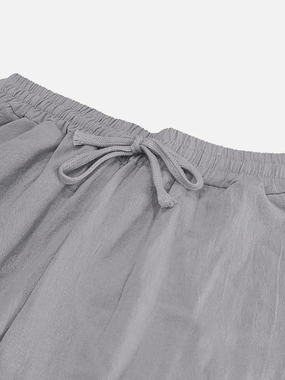 Linen Blend Two-Piece Set | Relaxed Fit Shirt & Drawstring Pants for Effortless Style