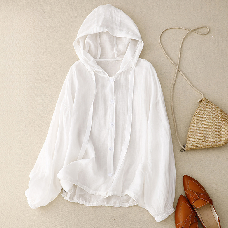 Linen Hoodie | Lightweight Cotton-Linen Blend with Balloon Sleeves | Effortless Style for Warm Days
