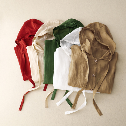 Linen Hoodie | Lightweight Cotton-Linen Blend with Balloon Sleeves | Effortless Style for Warm Days