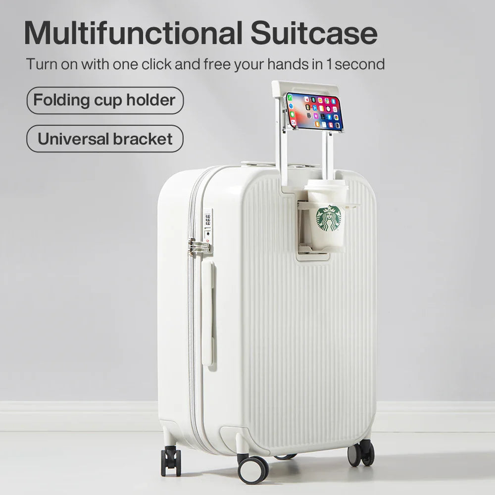 Lyon | Hard-Shell Suitcase with Integrated Cup Holder | Lightweight Luggage for Easy Travel