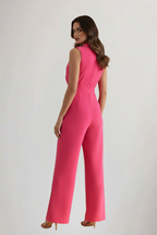 Madelyn Sleeveless Wide Leg Jumpsuit | Tie-Waist V-Neck Smart Casual One-Piece