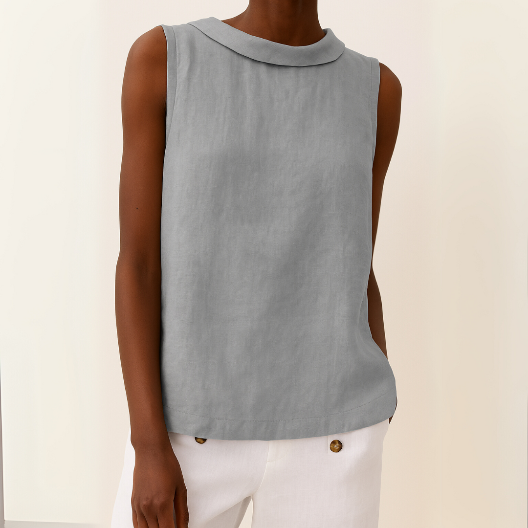 Maria Collection | Sleeveless Roll Collar Top with Flattering Silhouette | Effortless Elegance for Summer Style