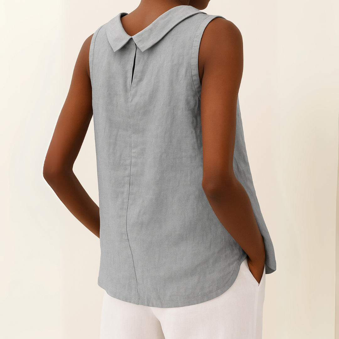 Maria Collection | Sleeveless Roll Collar Top with Flattering Silhouette | Effortless Elegance for Summer Style