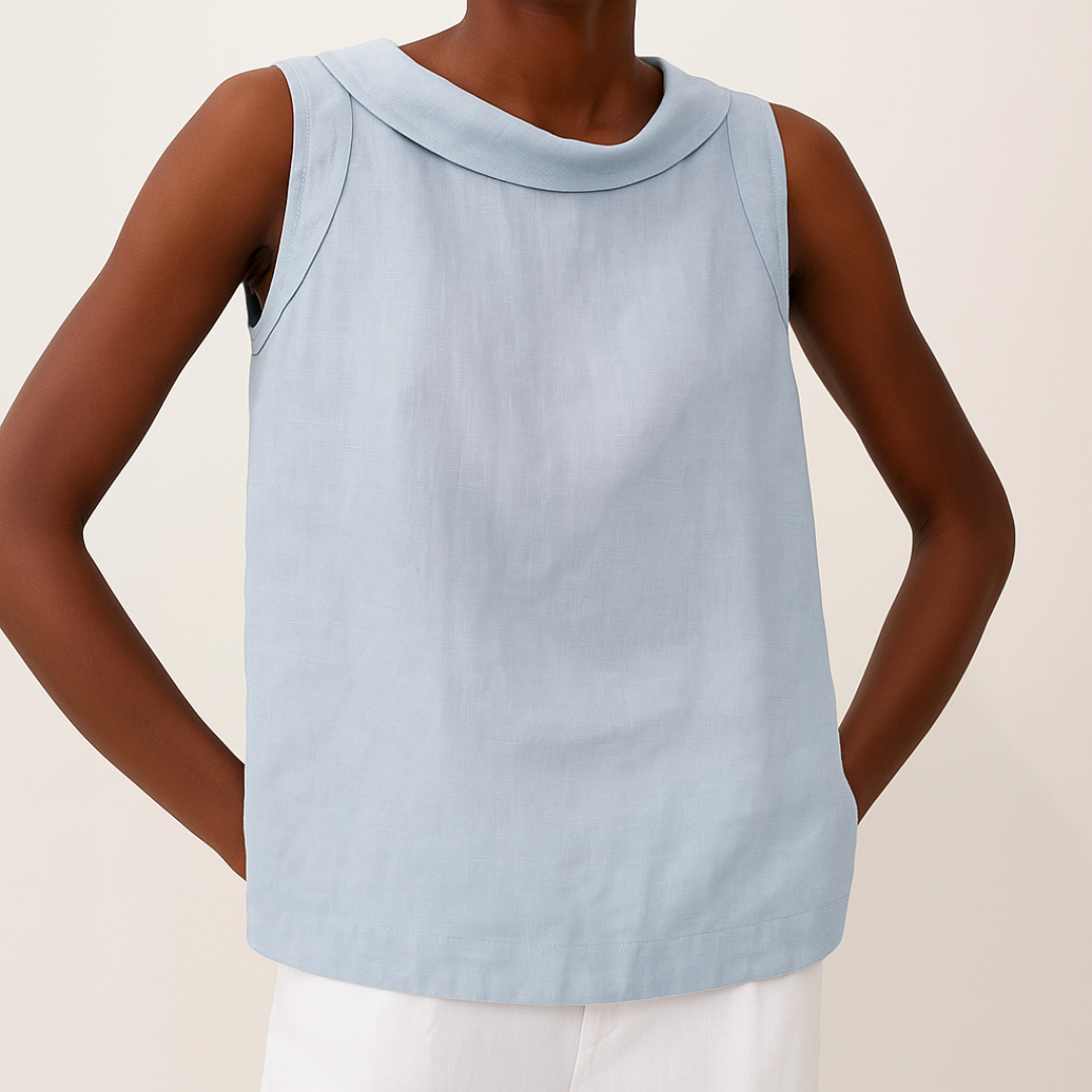 Maria Collection | Sleeveless Roll Collar Top with Flattering Silhouette | Effortless Elegance for Summer Style