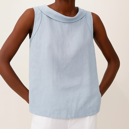 Maria Collection | Sleeveless Roll Collar Top with Flattering Silhouette | Effortless Elegance for Summer Style