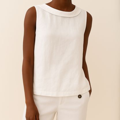 Maria Collection | Sleeveless Roll Collar Top with Flattering Silhouette | Effortless Elegance for Summer Style
