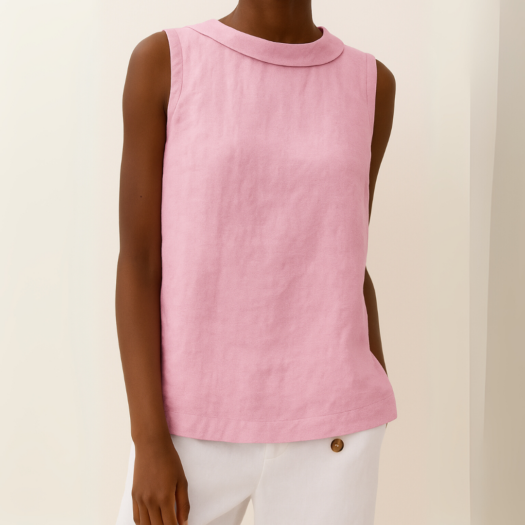 Maria Collection | Sleeveless Roll Collar Top with Flattering Silhouette | Effortless Elegance for Summer Style