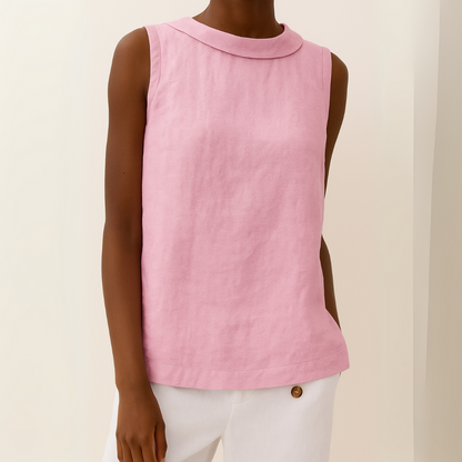 Maria Collection | Sleeveless Roll Collar Top with Flattering Silhouette | Effortless Elegance for Summer Style