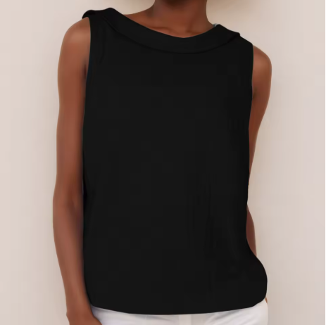 Maria Collection | Sleeveless Roll Collar Top with Flattering Silhouette | Effortless Elegance for Summer Style