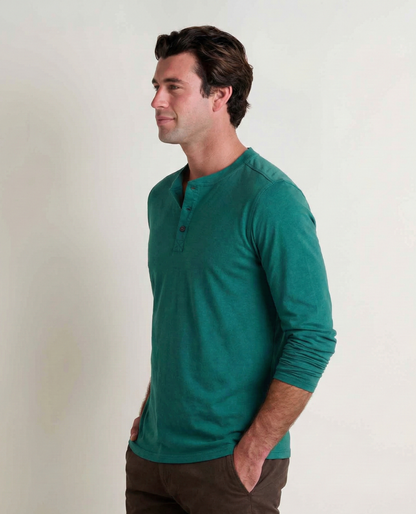 Men's Cotton Henley Shirt – Long Sleeve Garment Dyed Relaxed Fit Henley for Casual & Everyday Wear
