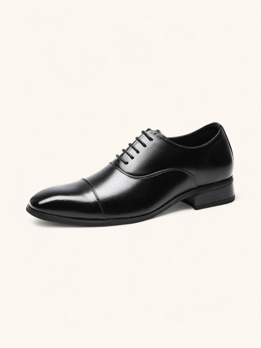 Men's Cap Toe Oxford Dress Shoes – Classic Closed Lacing Polished Leather Dress Shoes for Formal & Business Wear