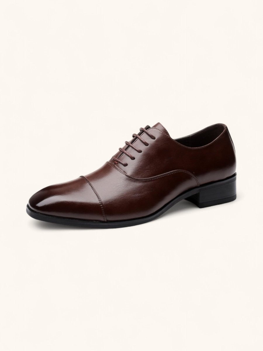 Men's Cap Toe Oxford Dress Shoes – Classic Closed Lacing Polished Leather Dress Shoes for Formal & Business Wear