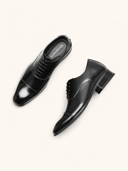 Men's Cap Toe Oxford Dress Shoes – Classic Closed Lacing Polished Leather Dress Shoes for Formal & Business Wear