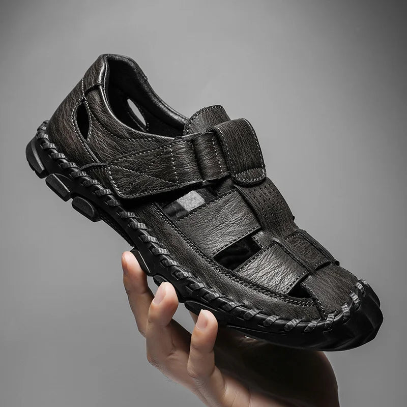 Men's Fisherman Sandals – Closed Toe Cutout Hook Strap Sandals with Thick Tread Outsole for Outdoor & Casual Wear